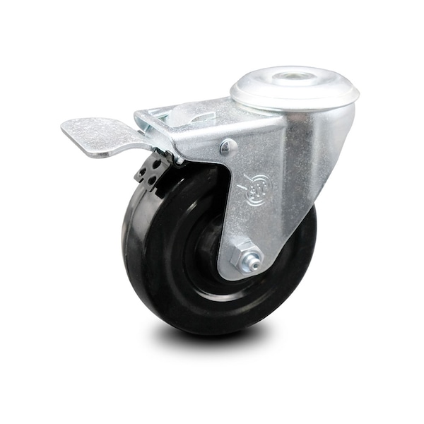 4 Inch Hard Rubber Wheel Bolt Hole Caster with Total Lock Brake